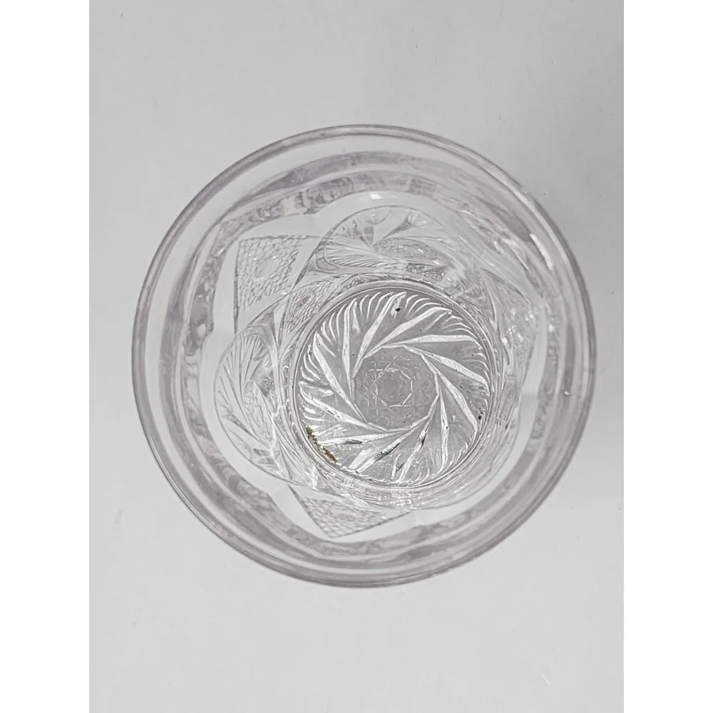 Vintage Miss Matched Cut‎ Glass Tumbler With Intricate Floral Geometric Patterns